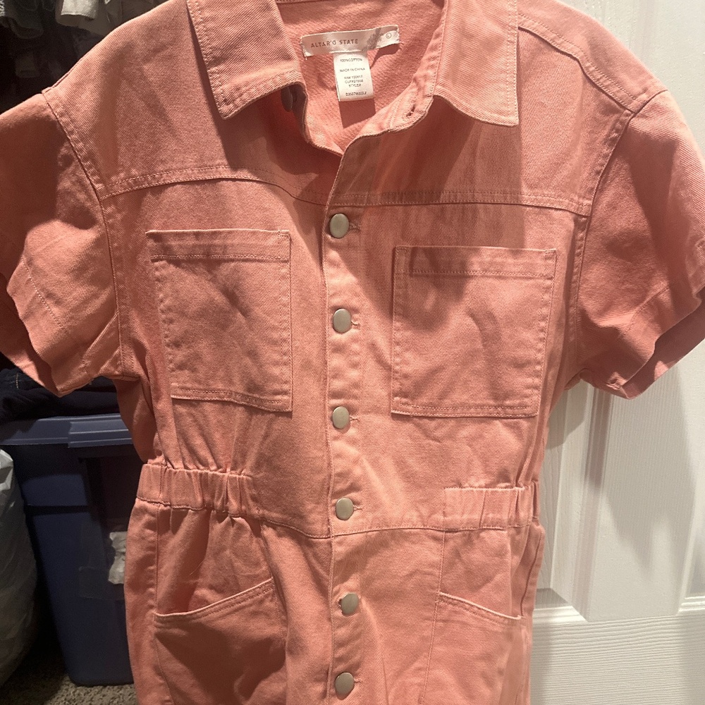 Jean pinkish Romper